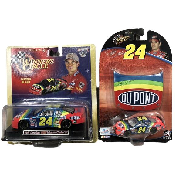 (lot Of 2) 2004 1/64 Jeff Gordon #24 DuPont w Hood Magnet & 1998 1/43 w/ Stand - Picture 1 of 11